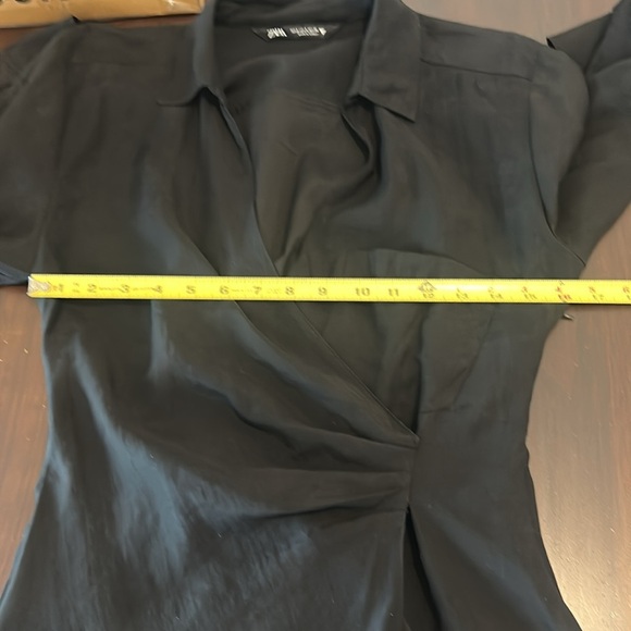 Zara Black Wrap V-Neck Long Sleeves Mini Dress Size S - Picture 8 of 17
